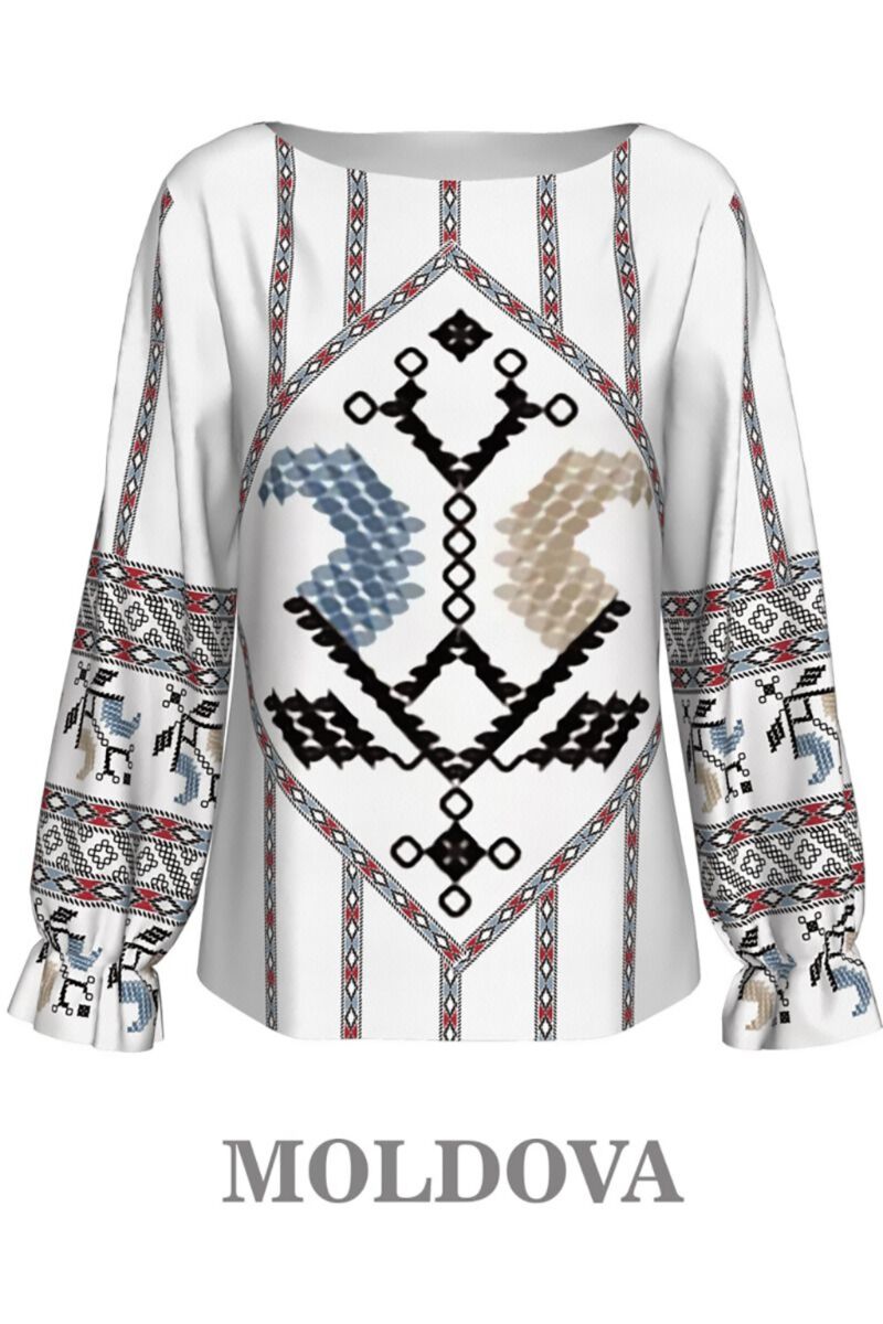 Bluza DAMES cu maneca lunga imprimata cu motive traditionale romanesti