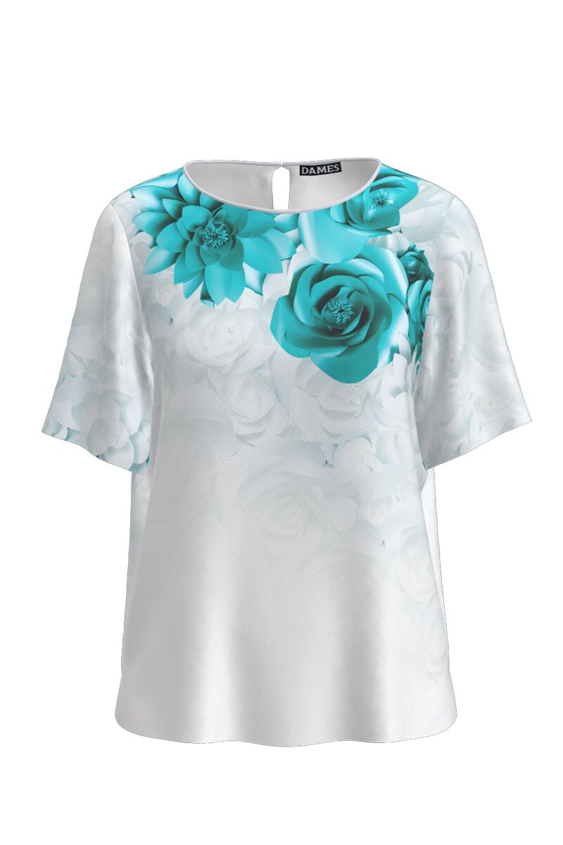 Bluza DAMES alba cu maneca scurta imprimata cu model floral