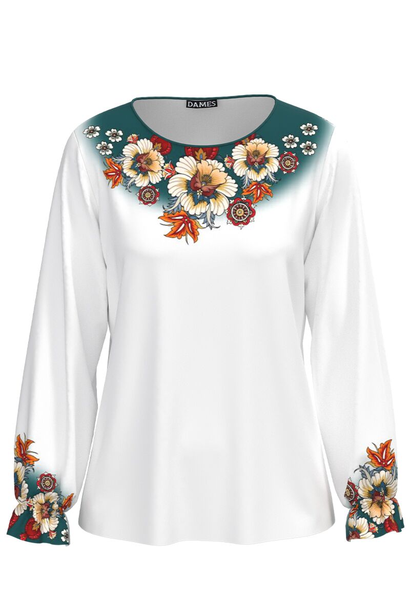 Bluza alba imprimata cu model floral  CMD3913