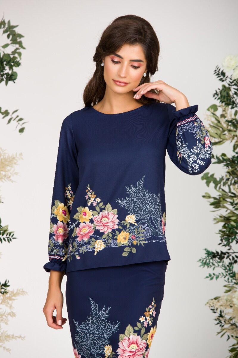 Bluza DAMES bleumarin imprimata cu model floral 