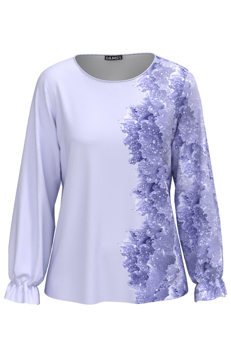 Bluza DAMES lila cu maneca lunga imprimata cu model floral 
