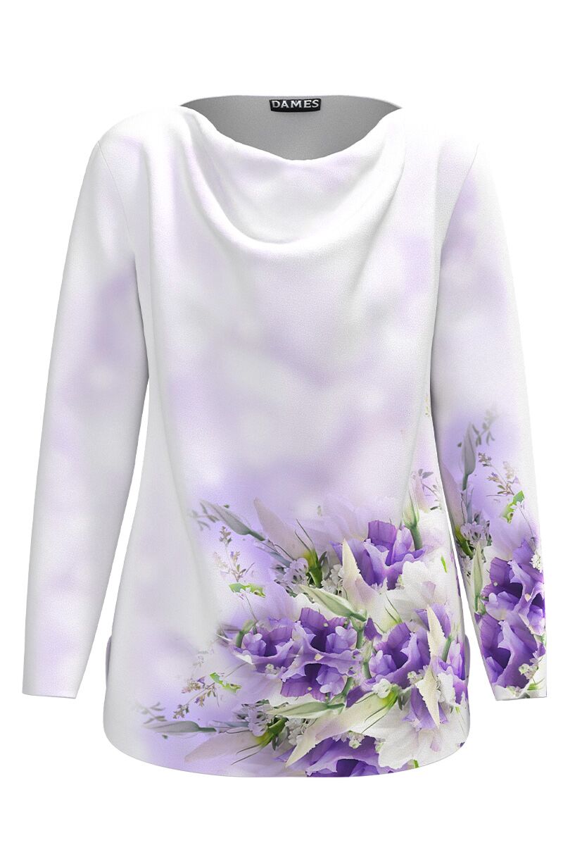 Bluza DAMES din catifea cu imprimeu floral Violete 