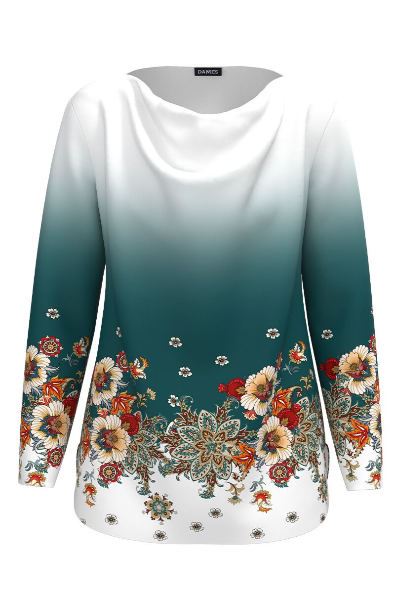 Bluza DAMES din catifea imprimata cu model floral.