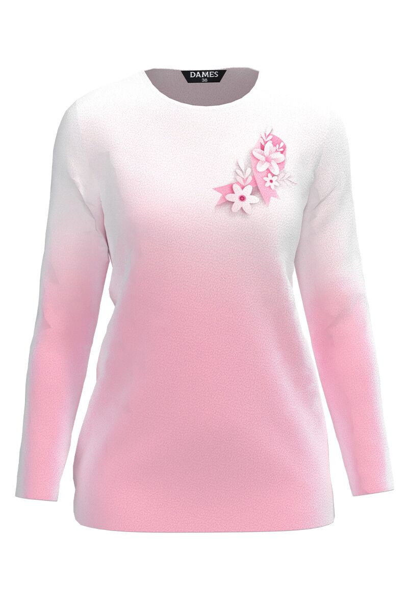 Bluza in nuante de roz din catifea cu imprimeu Simbol  CMD3977