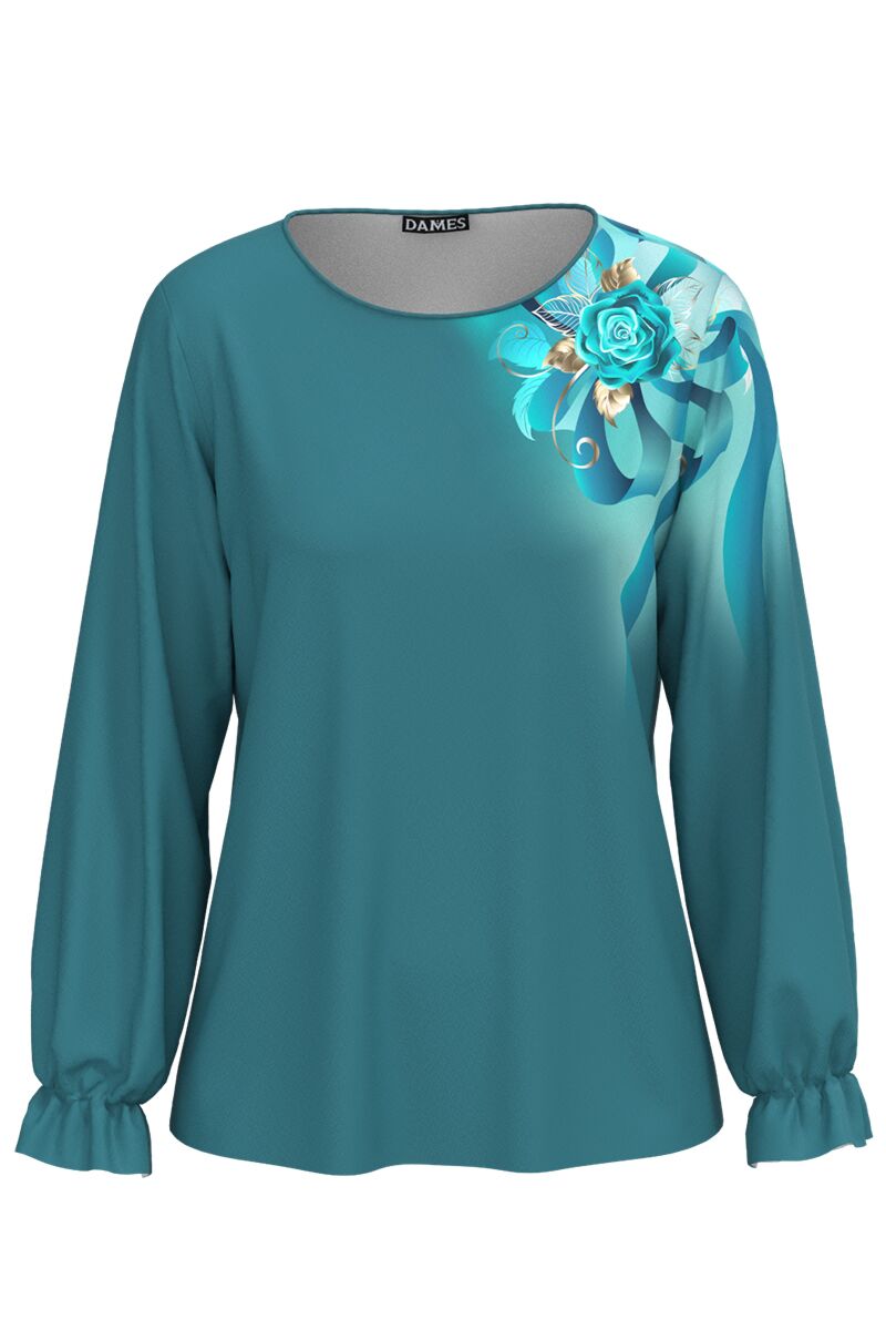 Bluza DAMES turcoaz imprimata cu model floral 