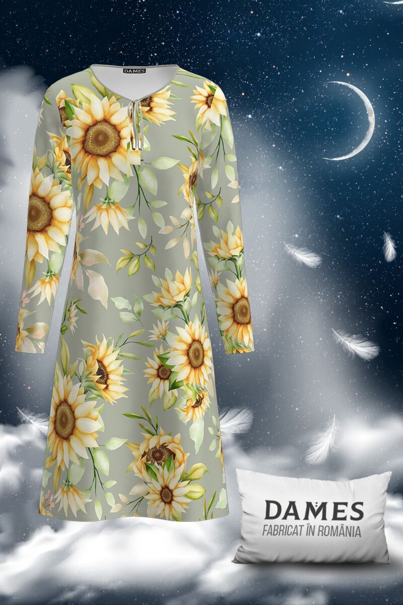 Camasa de noapte imprimata cu model floarea soarelui