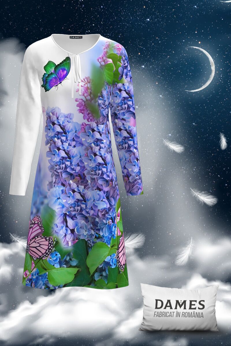 Camasa de noapte imprimata floral multicolor 