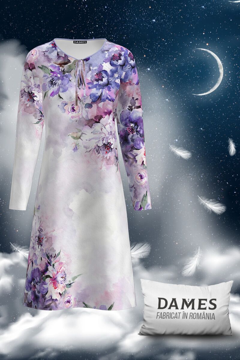Camasa de noapte imprimata floral pastel 