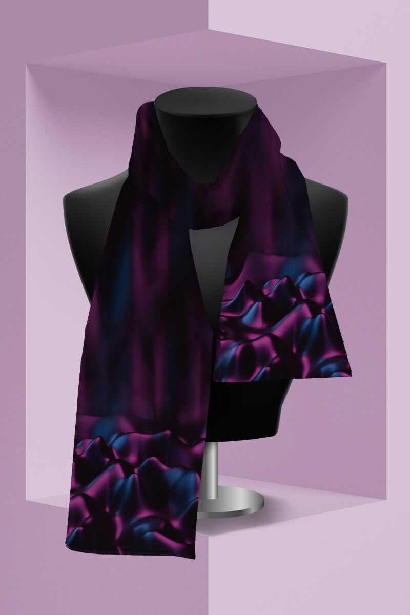 Esarfa in nuante violet subtire imprimata cu model Floral  CMD3347