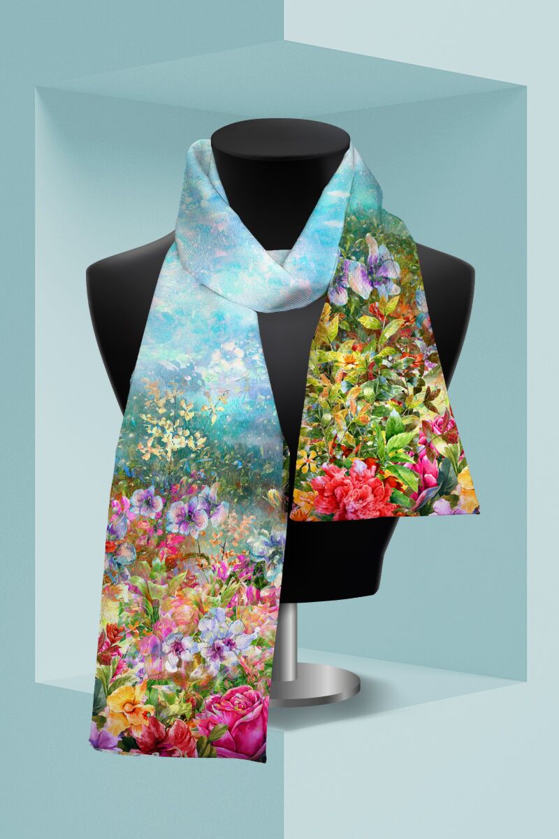 Esarfa subtire imprimata cu model Floral multicolor CMD2115