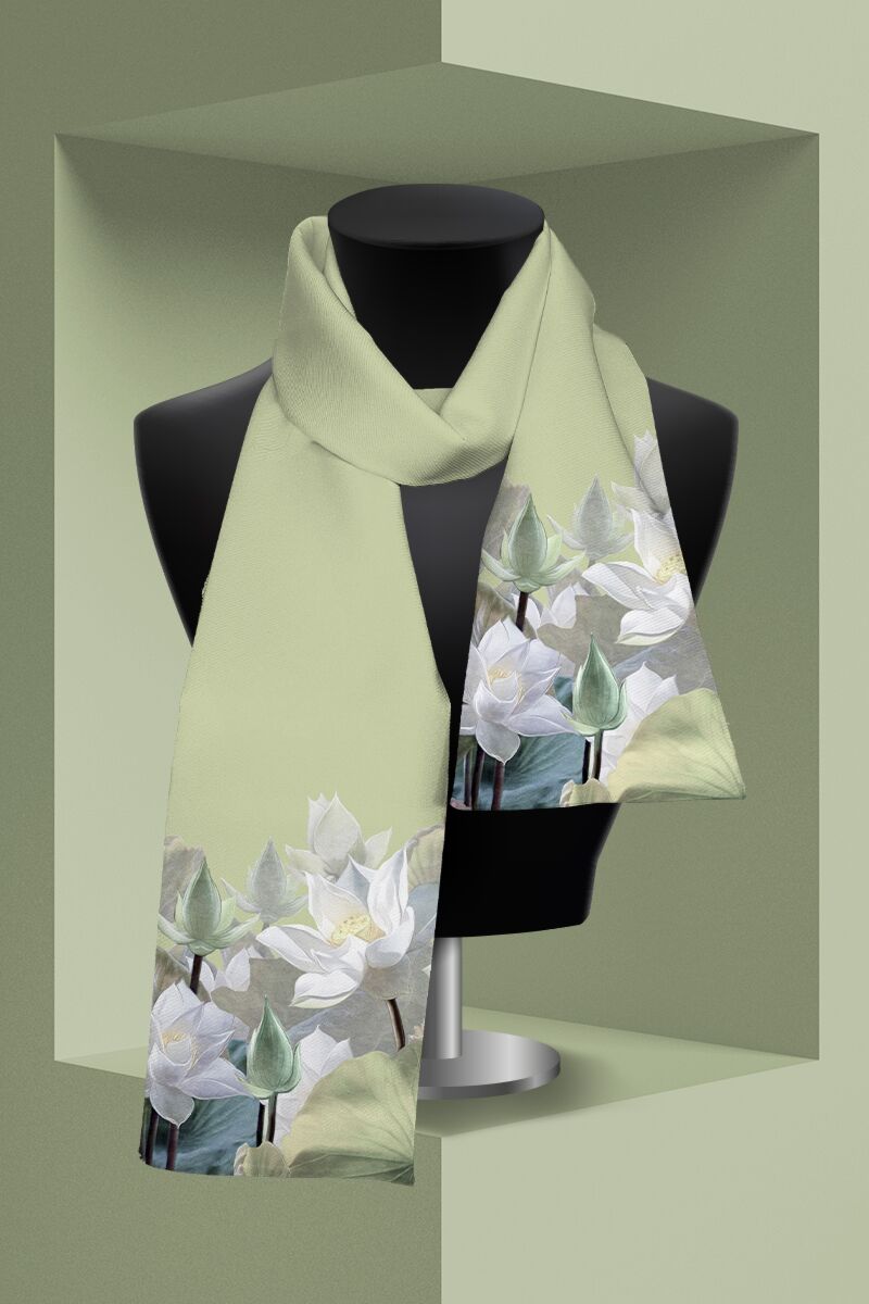 Esarfa vernil subtire imprimata cu model Floral CMD2296