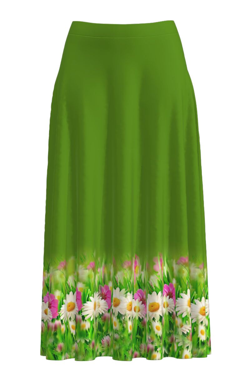 Fusta DAMES clos verde imprimata cu model floral 