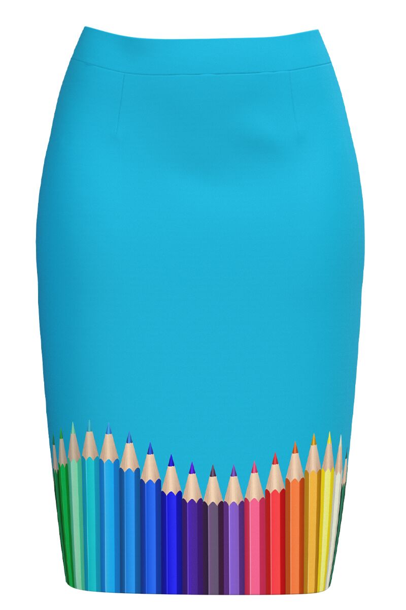 Fusta DAMES conica bleu imprimata Creioane colorate   