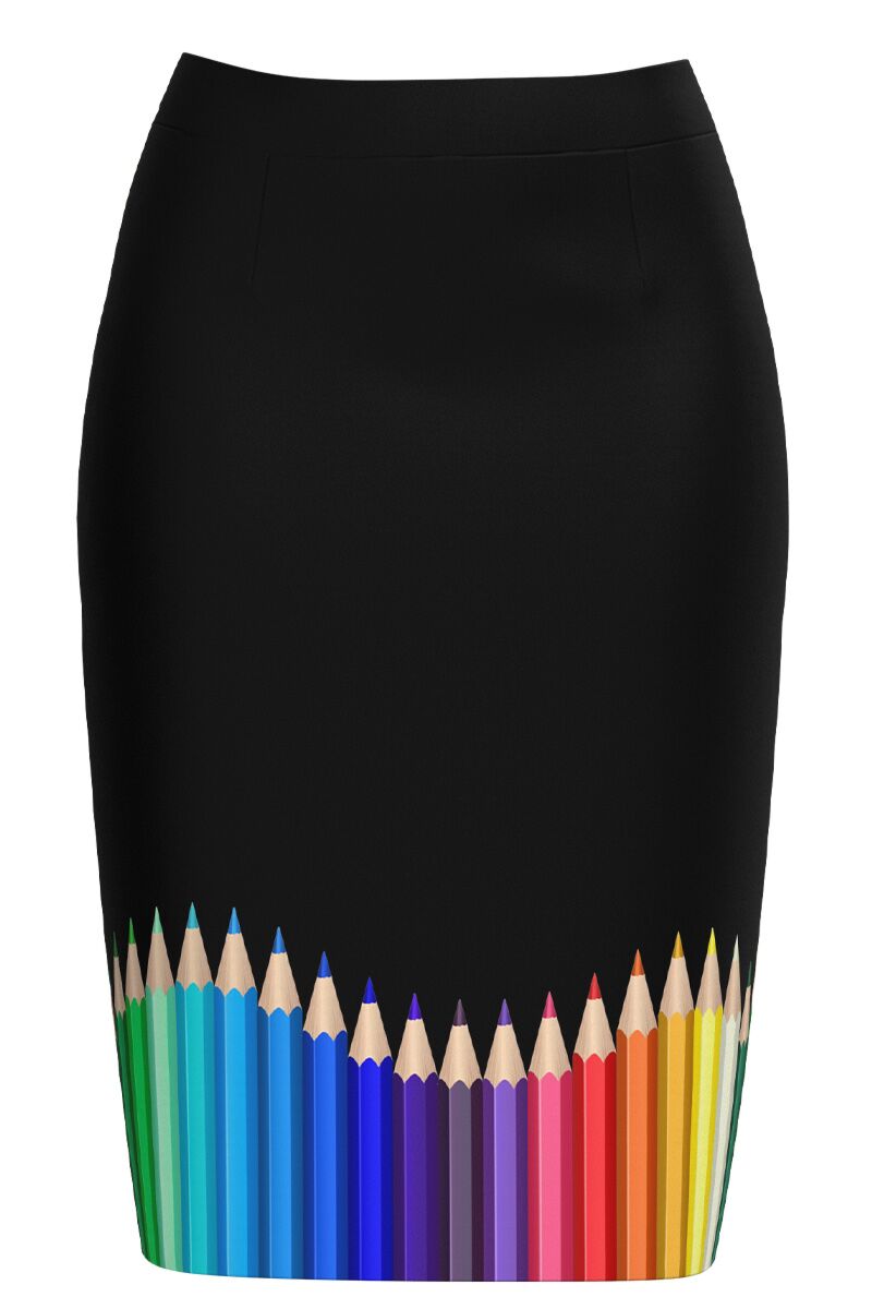 Fusta DAMES conica neagra imprimata Creioane colorate 