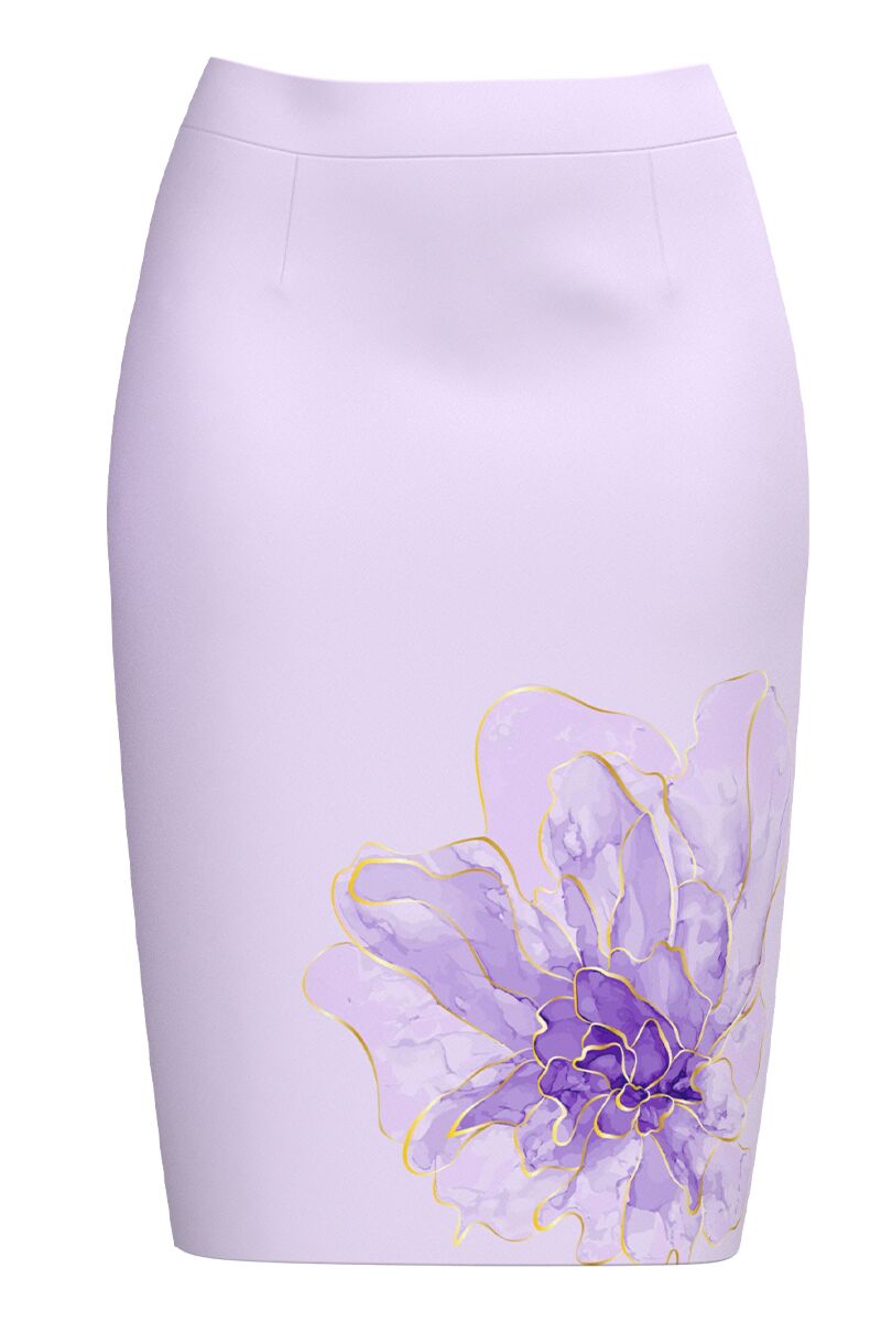 Fusta DAMES conica violet imprimata cu model floral  