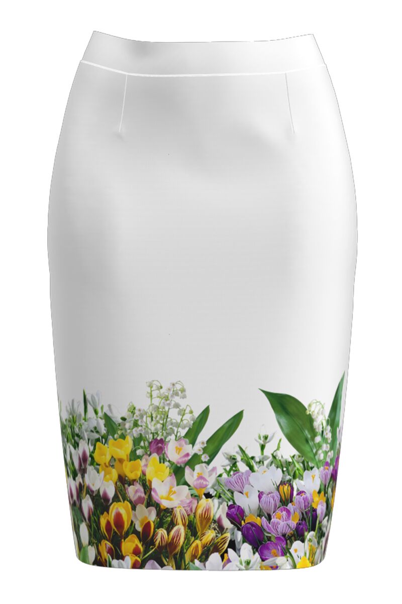 Fusta DAMES  alba imprimată digital cu model floral Branduse