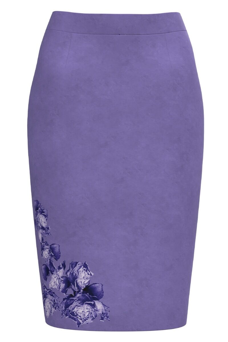 Fusta DAMES  conica violet imprimata cu model floral 