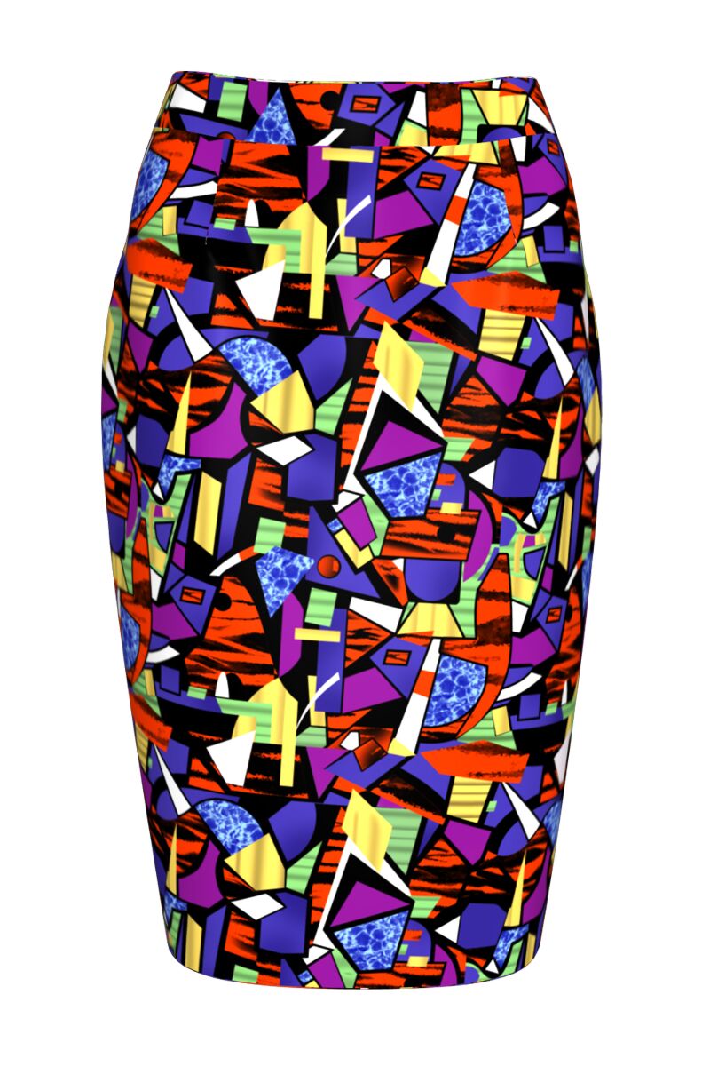 Fusta DAMES conica cu imprimeu geometric multicolor