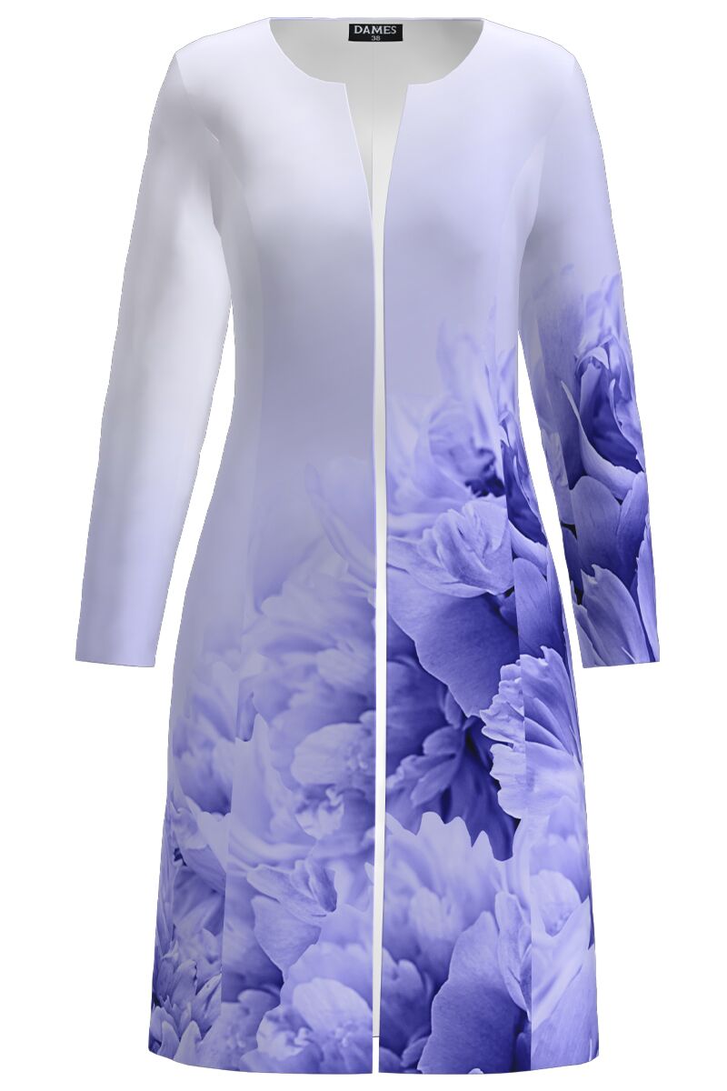 Jacheta de dama violet lunga imprimata cu model floral CMD1792