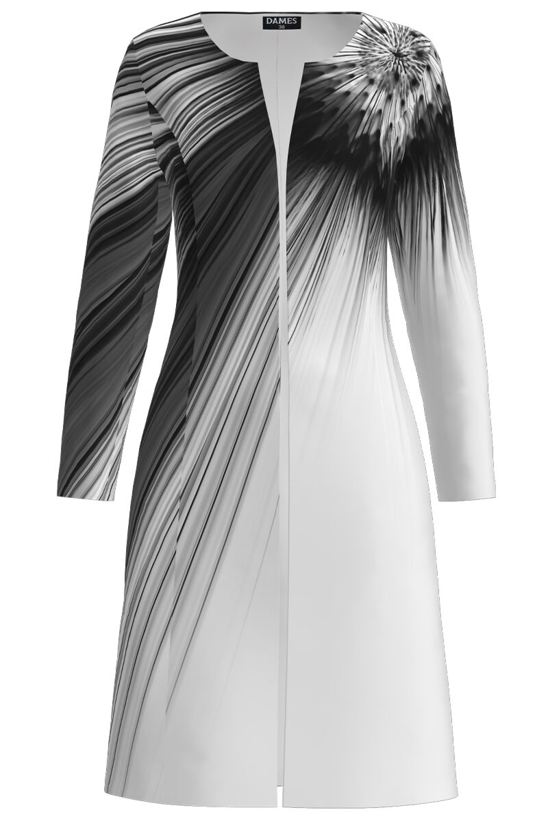 Jacheta DAMES alb negru lunga imprimata cu model Grafic