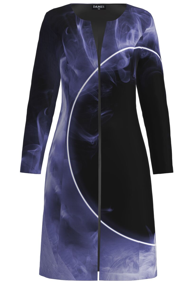 Jacheta de dama bicolora lunga imprimata cu model abstract 