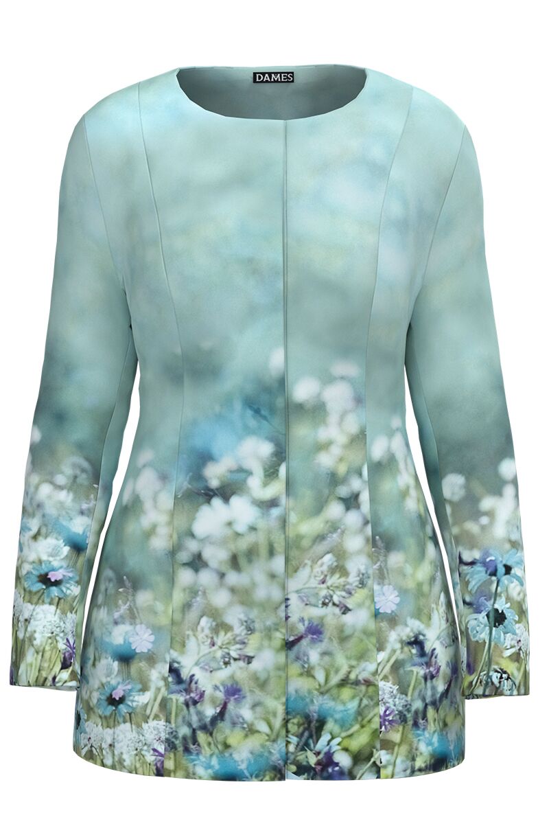 Jacheta DAMES bleu de lungime medie imprimata cu model Floral