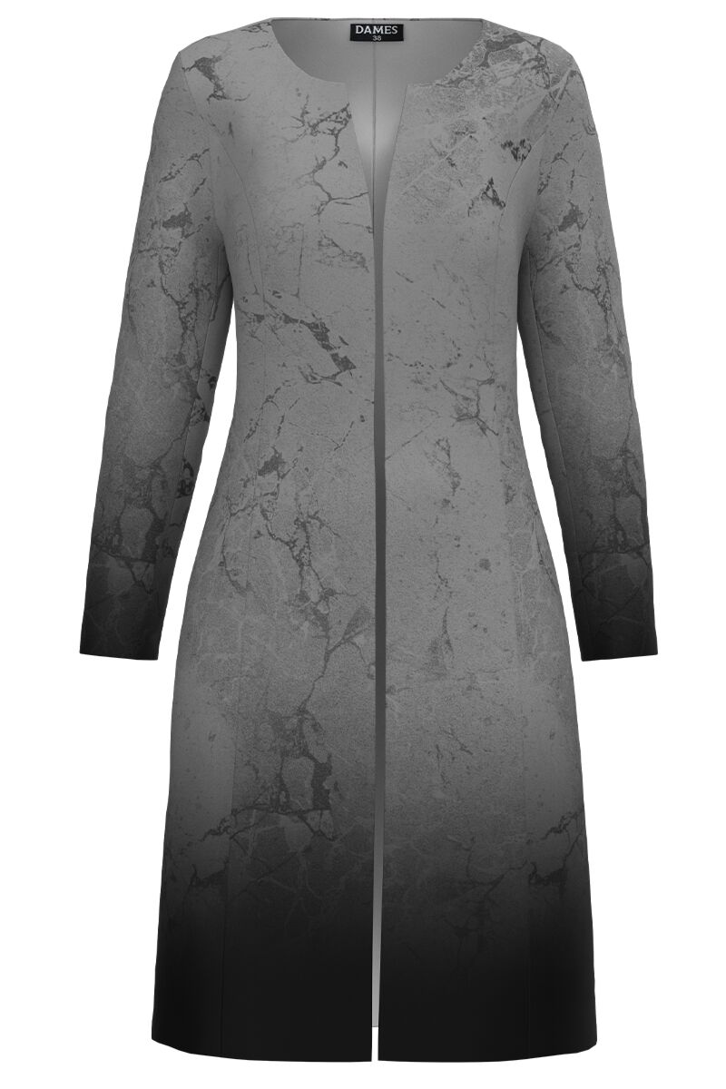 Jacheta de dama gri lunga imprimata cu model marmorat  CMD3875
