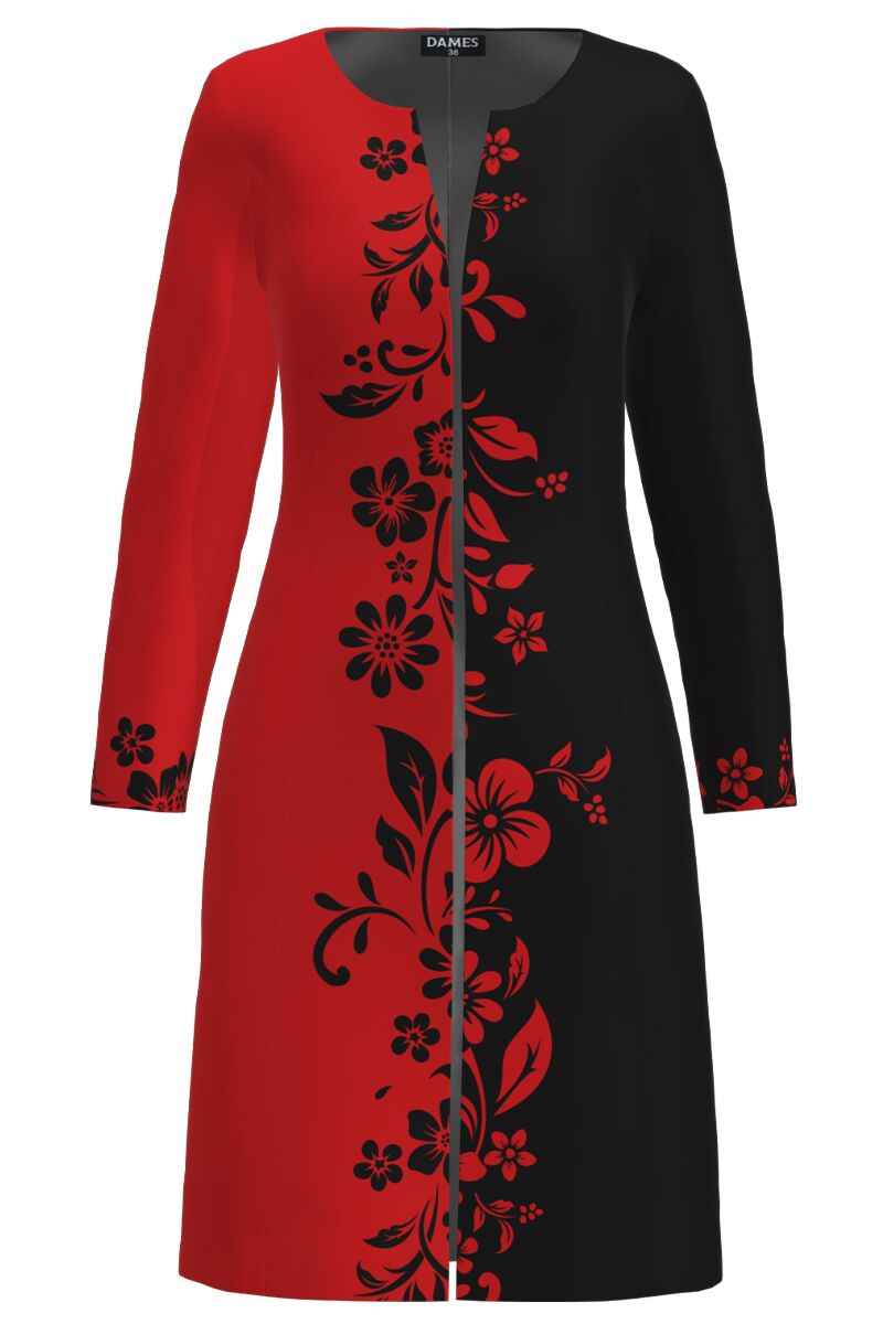 Jacheta de dama lunga imprimata cu model floral CMD2619