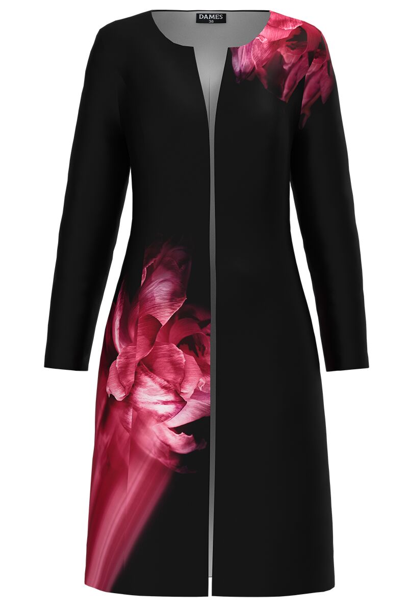 Jacheta de dama lunga imprimata cu model floral  CMD3952