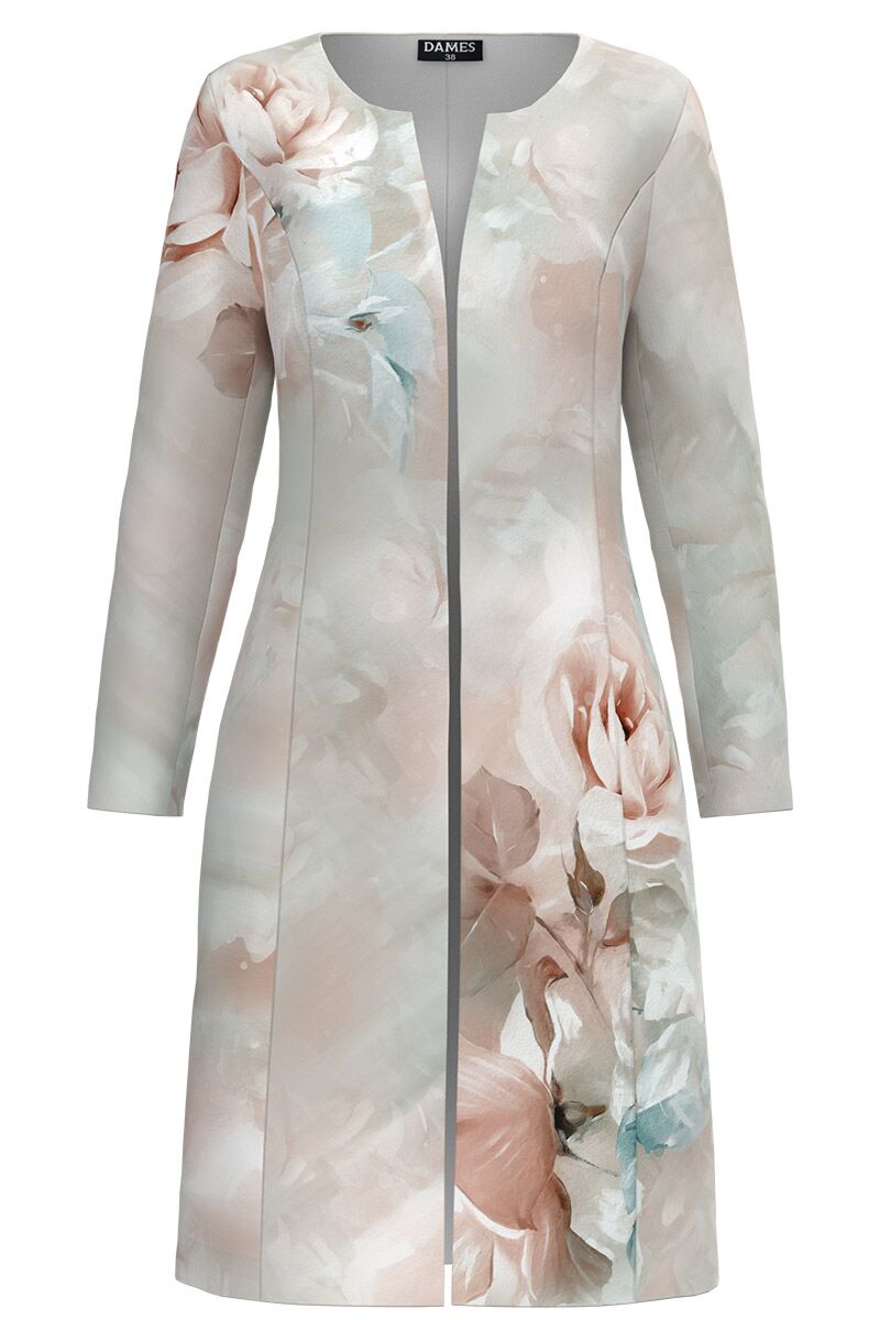 Jacheta de dama lunga imprimata cu model floral  CMD4866