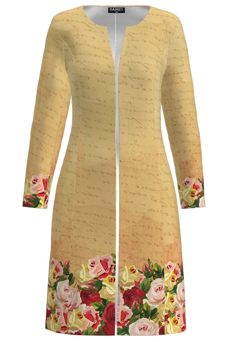 Jacheta de dama lunga imprimata trandafiri  CMD3517