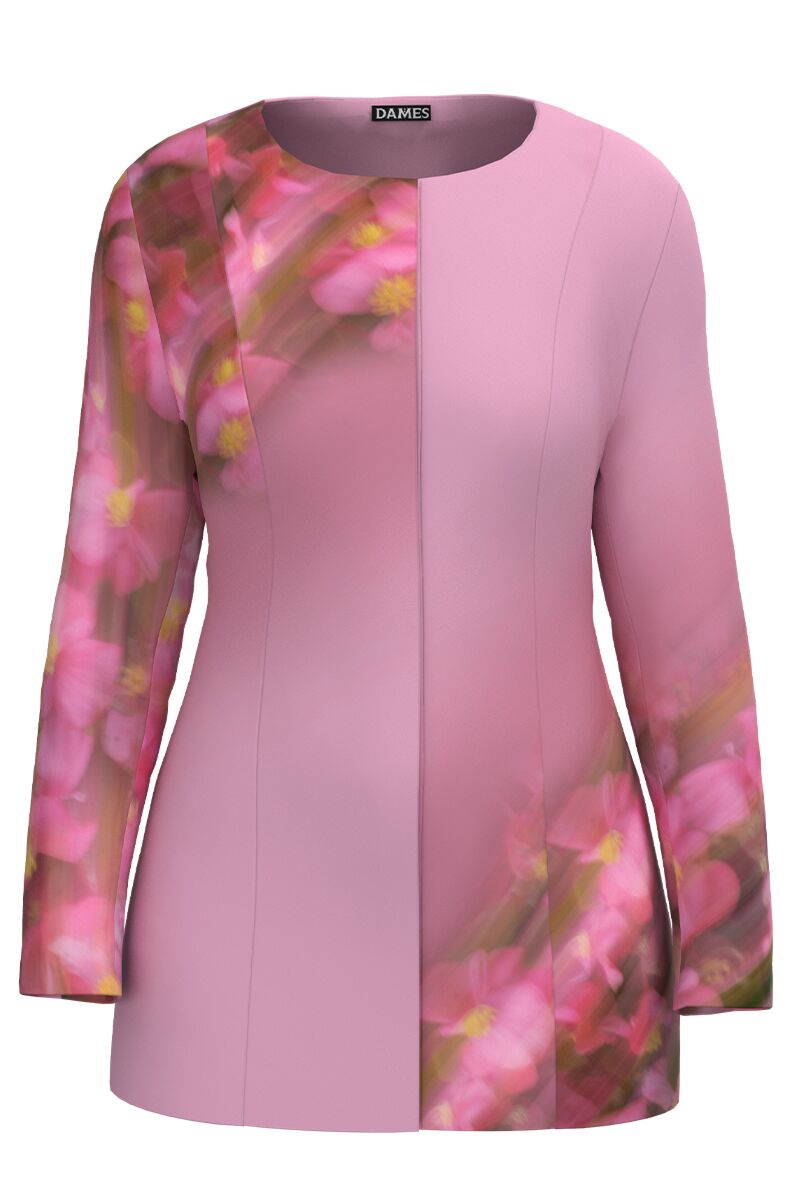 Jacheta DAMES roz de lungime medie imprimata cu model floral