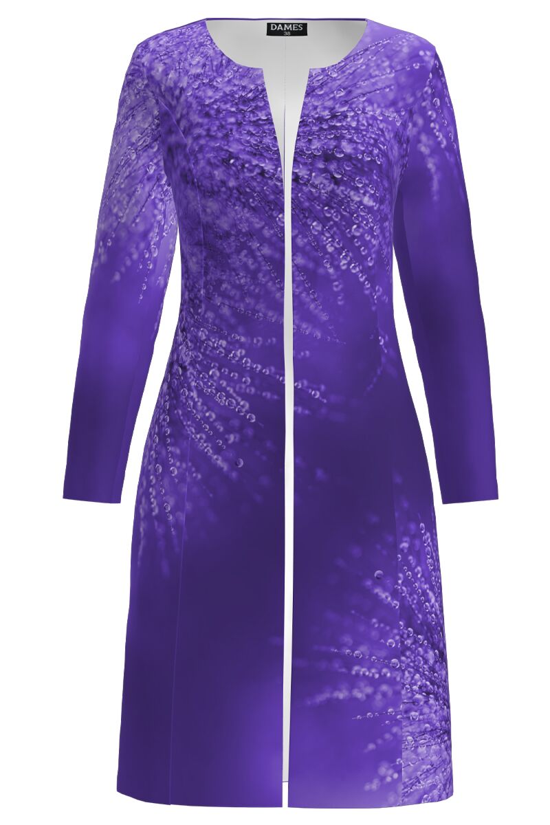 Jacheta DAMES violet lunga imprimata picaturi de roua  