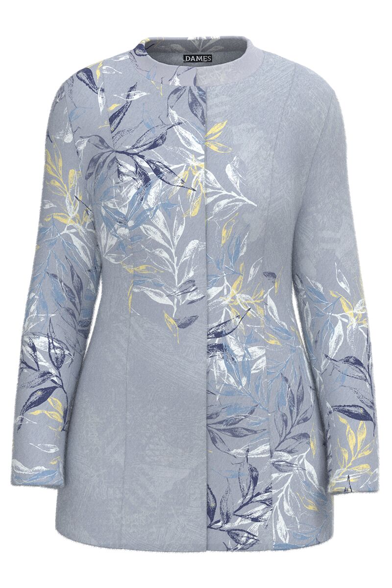 Palton DAMES in nuante de gri bleu elegant si calduros imprimat Floral 