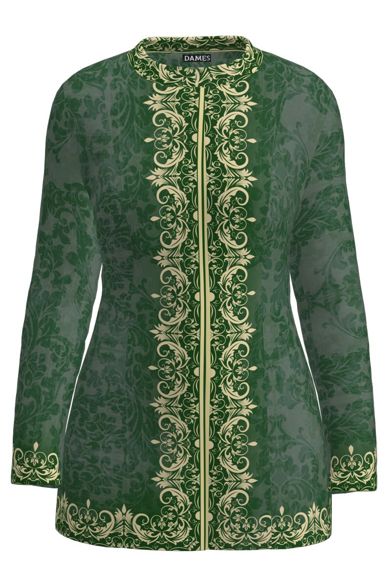 Palton dama verde elegant si calduros imprimat Floral 