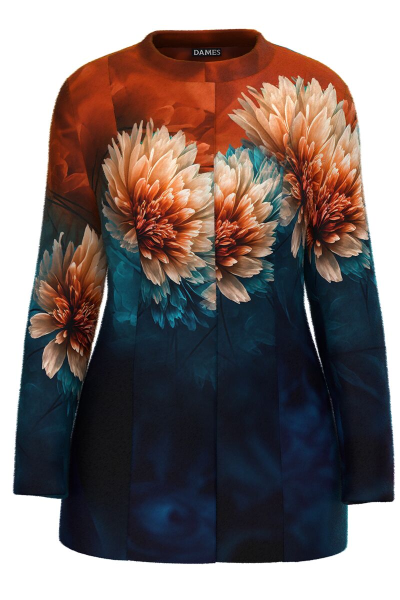 Palton de dama elegant si calduros imprimat cu model floral CMD4730