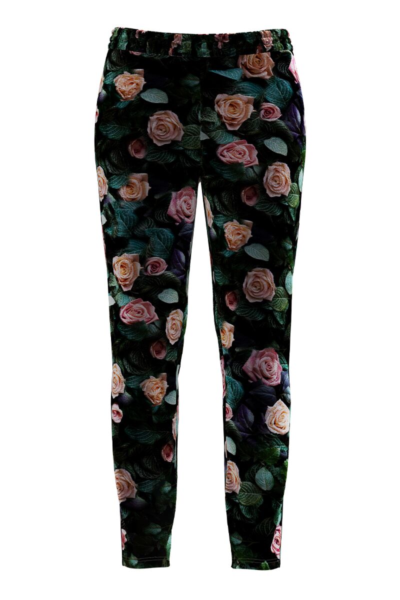 pantaloni DAMES din catifea cu print floral
