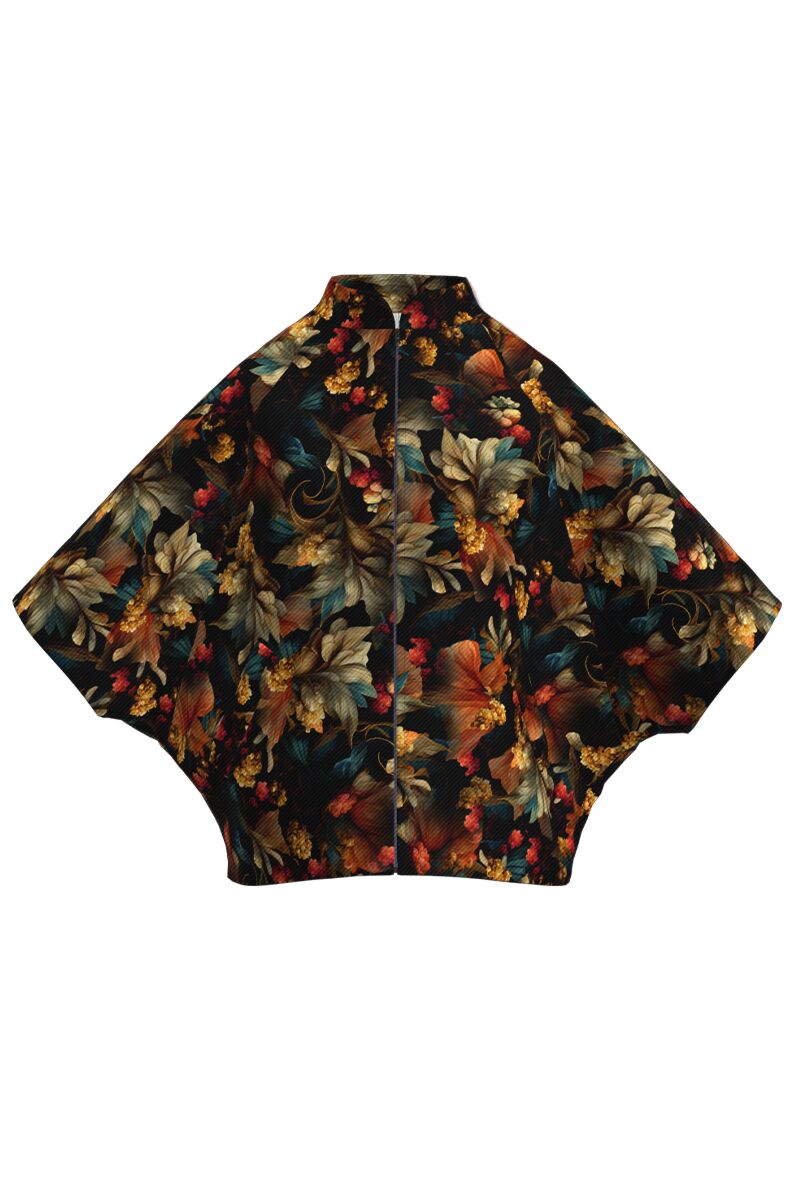 Poncho DAMES elegant din stofa multicolora imprimat cu model floral  