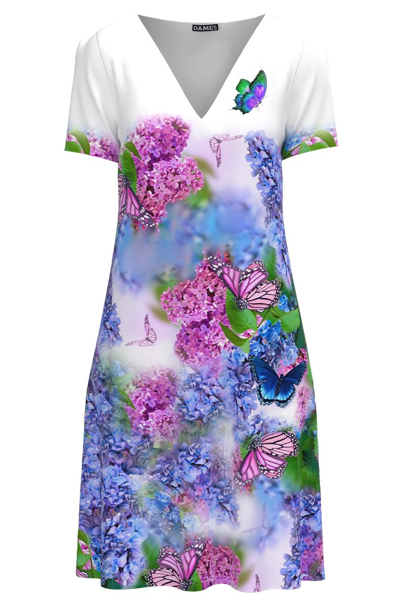 Rochie alba casual de vara imprimată cu model floral multicolor  CMD2813