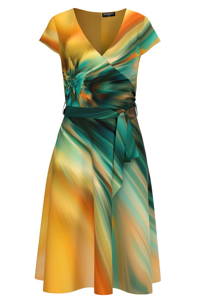 Rochie casual de vara cu maneca scurta imprimata multicolor CMD2774
