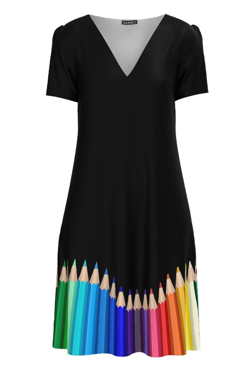 Rochie DAMES casual de vara imprimată Creioane colorate  