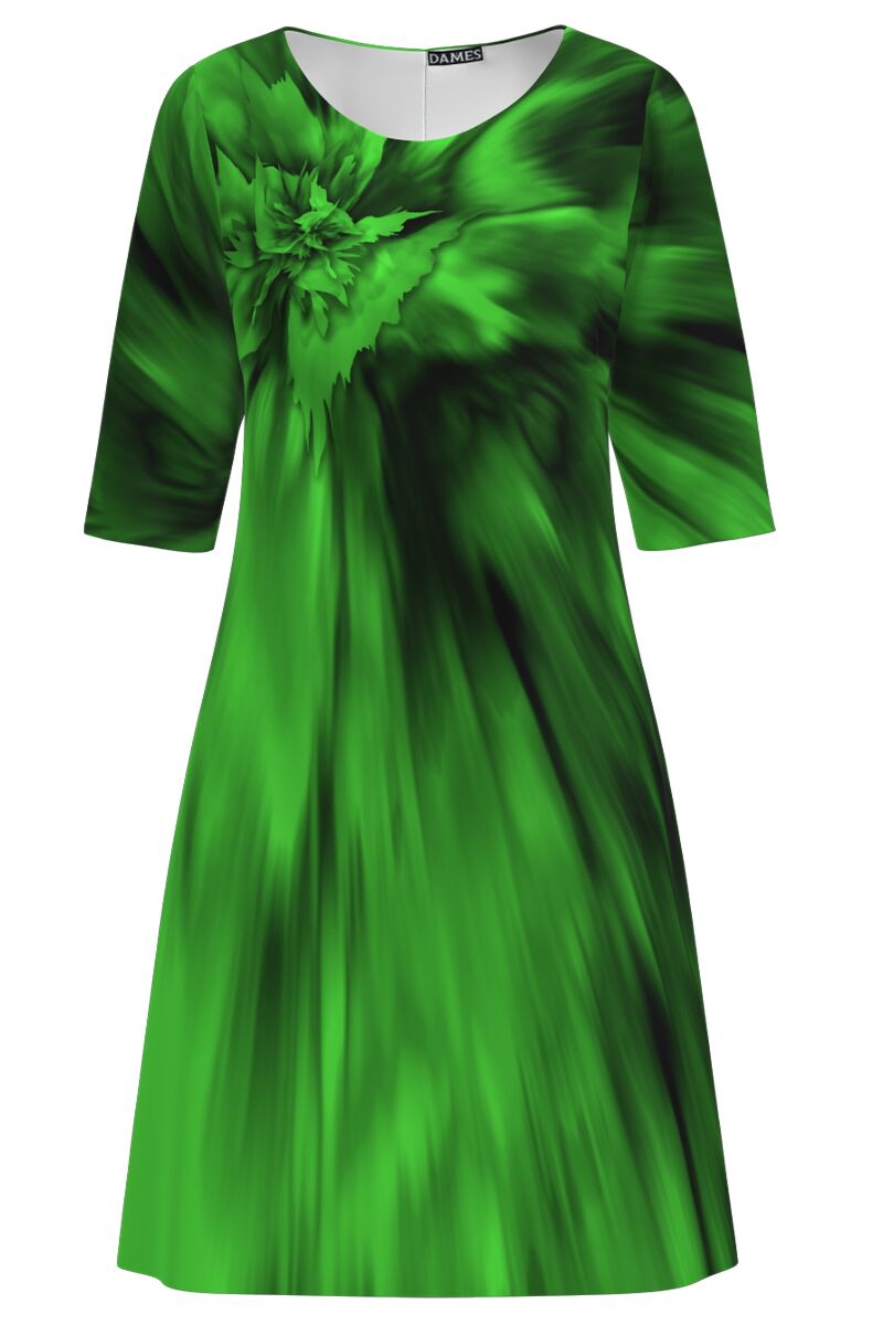 Rochie DAMES casual imprimata in nuante de verde 