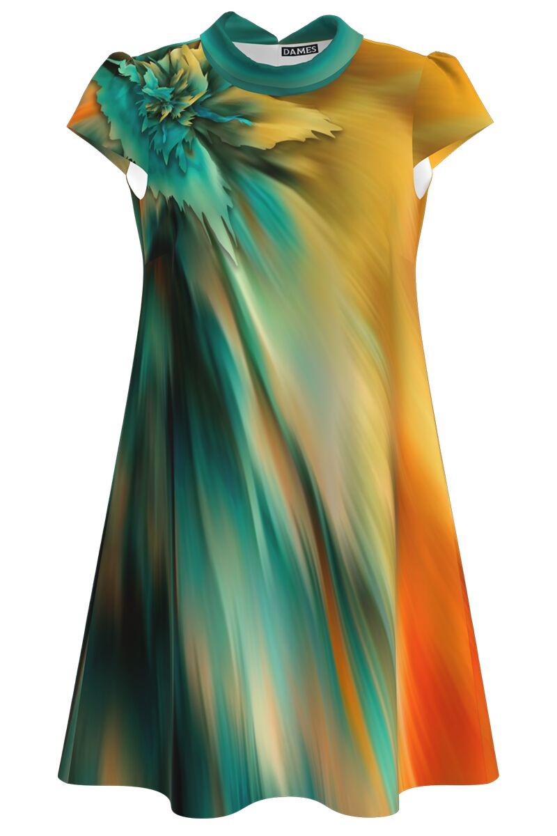 Rochie DAMES casual multicolora imprimata cu model abstract  