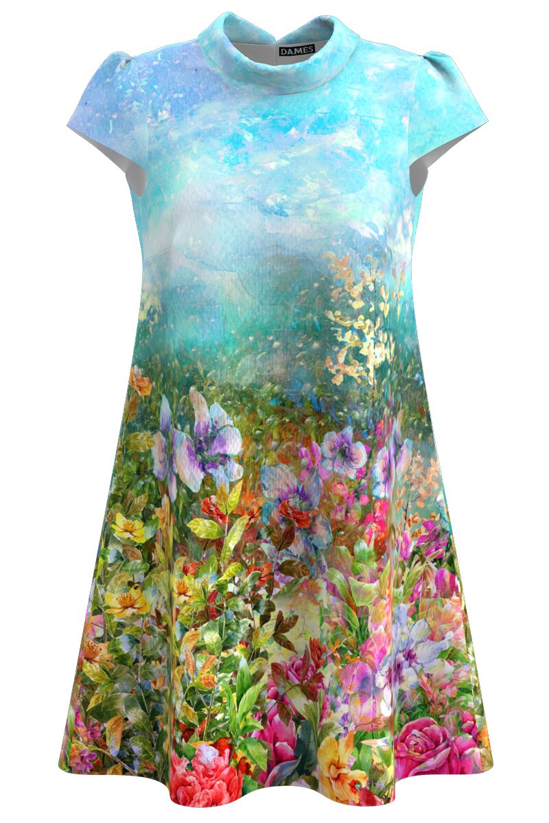 Rochie casual multicolora imprimata cu model Floral CMD2616