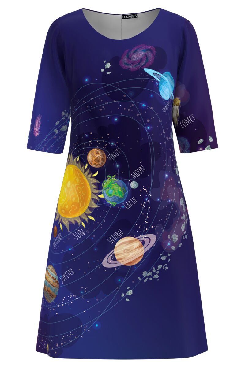 Rochie DAMES casual multicolora imprimata Sistemul solar