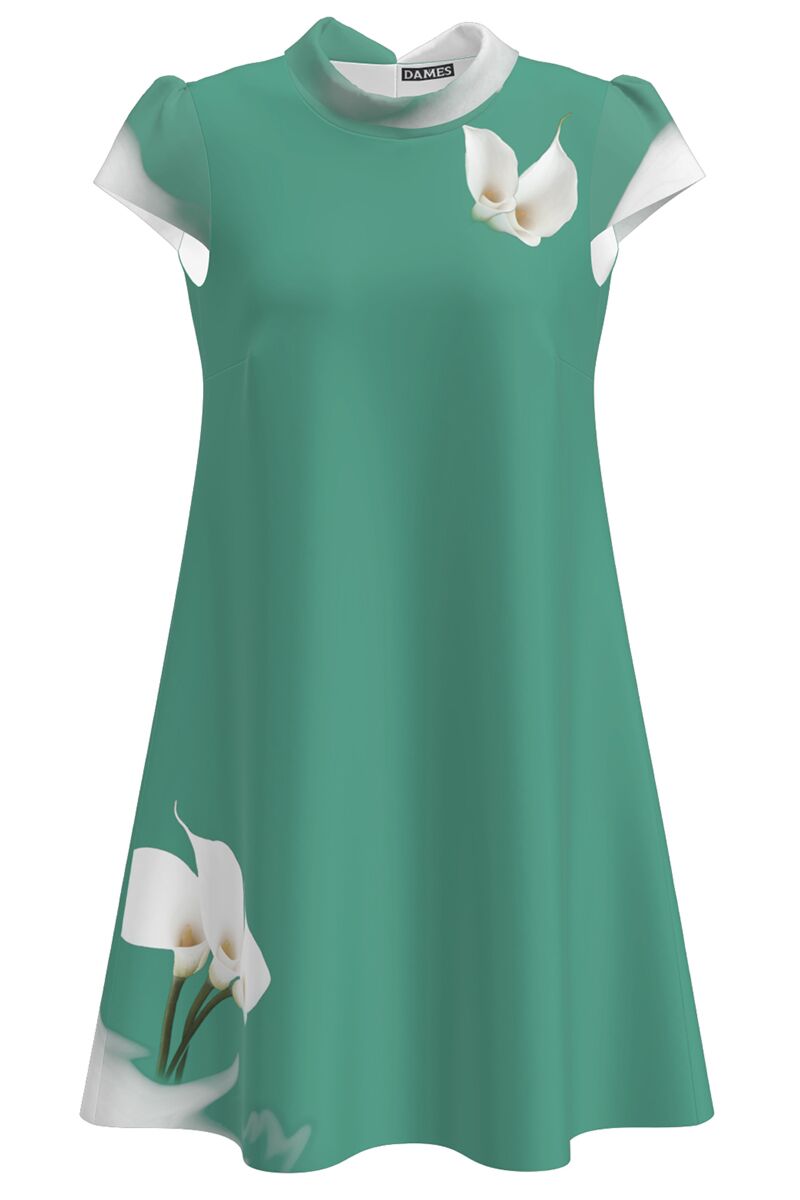 Rochie casual turcoaz imprimata cu model Floral CMD2515