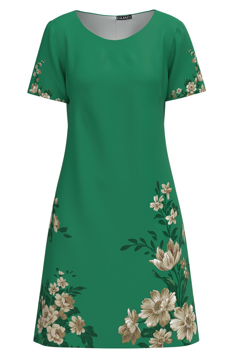Rochie casual verde imprimata cu model floral CMD2731
