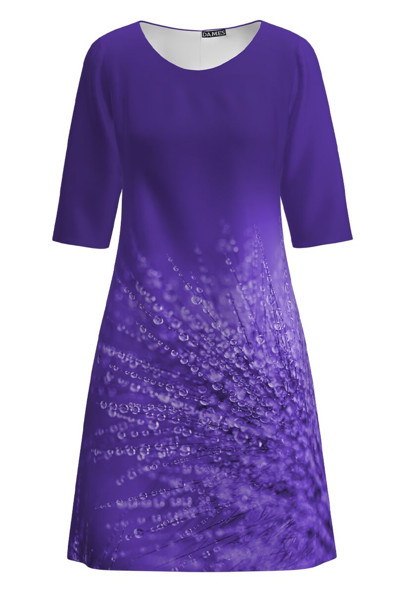 Rochie casual violet imprimata picaturi de roua CMD1832