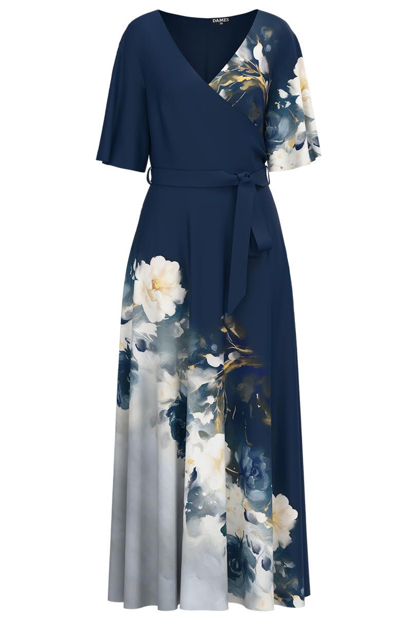 Rochie DAMES bleumarin lunga eleganta de seara imprimata Floral   