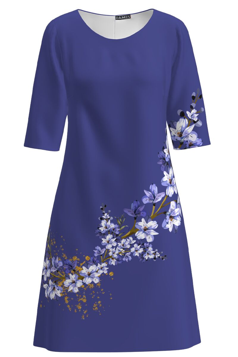 Rochie DAMES  casual albastra imprimata cu model floral 